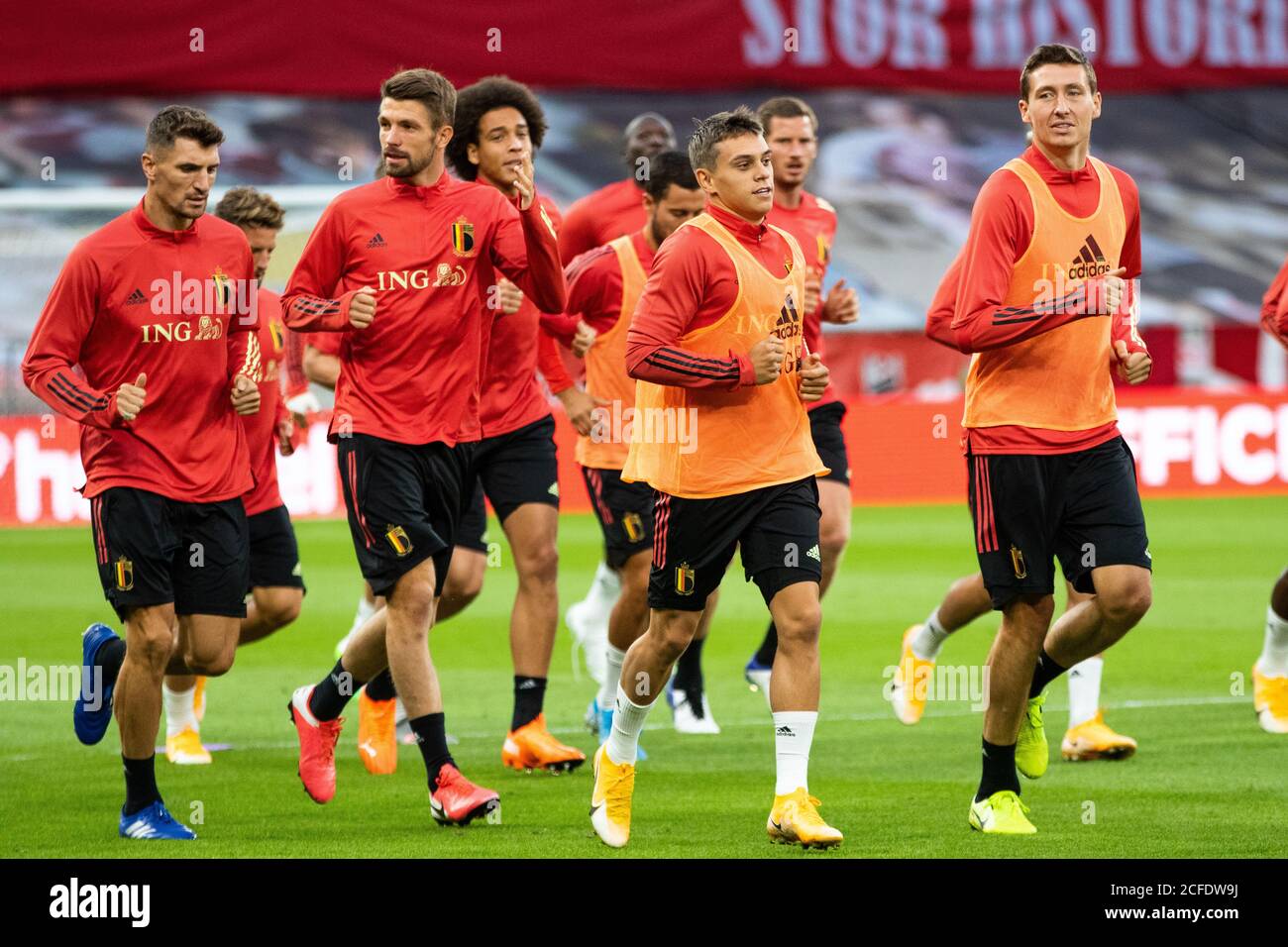 Copenhagen Denmark 04th Sep 2020 The Players Of The Belgium National Football Team Are Seen During An Open Training Session Before The Uefa Nations League Qualification Match Against Belgium In Parken Copenhagen